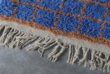 Blue Moroccan rug - Handmade custom rug - Geometric Berber rug - Moroccan area rug - Blue orange rug - Wool rug - Custom size rug