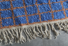 Blue Moroccan rug - Handmade custom rug - Geometric Berber rug - Moroccan area rug - Blue orange rug - Wool rug - Custom size rug