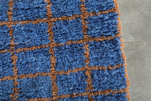 Blue Moroccan rug - Handmade custom rug - Geometric Berber rug - Moroccan area rug - Blue orange rug - Wool rug - Custom size rug