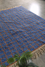 Blue Moroccan rug - Handmade custom rug - Geometric Berber rug - Moroccan area rug - Blue orange rug - Wool rug - Custom size rug