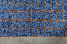 Blue Moroccan rug - Handmade custom rug - Geometric Berber rug - Moroccan area rug - Blue orange rug - Wool rug - Custom size rug