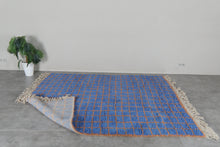 Blue Moroccan rug - Handmade custom rug - Geometric Berber rug - Moroccan area rug - Blue orange rug - Wool rug - Custom size rug