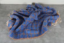 Blue Moroccan rug - Handmade custom rug - Geometric Berber rug - Moroccan area rug - Blue orange rug - Wool rug - Custom size rug