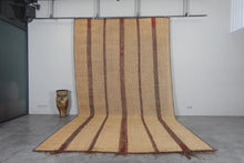 Large Tuareg Rug 8.6 x 16 FT – Handwoven Beige Desert Mat with Red Tribal Stripes