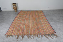 Handwoven Tuareg Rug 6.8 x 9.7 FT – Colorful Tribal Desert Mat with Multicolor Stripes and Natural Reed Fibers