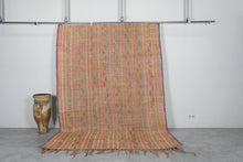 Handwoven Tuareg Rug 6.8 x 9.7 FT – Colorful Tribal Desert Mat with Multicolor Stripes and Natural Reed Fibers