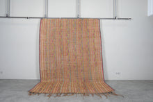 Handwoven Tuareg Rug 6.8 x 9.7 FT – Colorful Tribal Desert Mat with Multicolor Stripes and Natural Reed Fibers