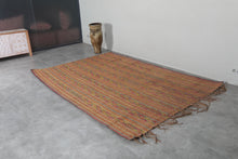 Handwoven Tuareg Rug 6.8 x 9.7 FT – Colorful Tribal Desert Mat with Multicolor Stripes and Natural Reed Fibers