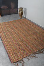 Handwoven Tuareg Rug 6.8 x 9.7 FT – Colorful Tribal Desert Mat with Multicolor Stripes and Natural Reed Fibers