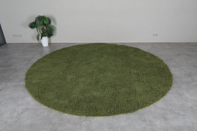 Round green shag rug - Soft & plush - Custom wool size