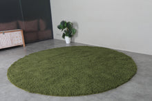 Round green shag rug - Soft & plush - Custom wool size