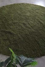 Round green shag rug - Soft & plush - Custom wool size