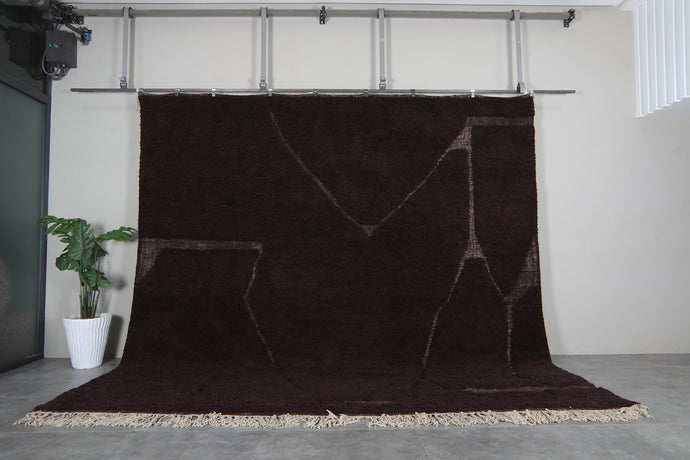 Custom dark brown Moroccan rug - Subtle geometric design