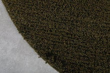 Handmade olive green oval wool rug - Minimalist custom carpet