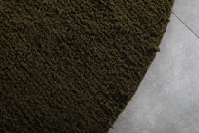 Handmade olive green oval wool rug - Minimalist custom carpet