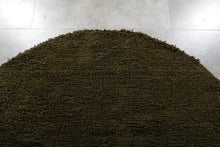 Handmade olive green oval wool rug - Minimalist custom carpet