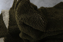 Handmade olive green oval wool rug - Minimalist custom carpet