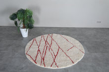Custom red line round rug – Handmade berber circle carpet
