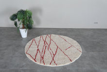 Custom red line round rug – Handmade berber circle carpet