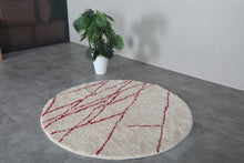 Custom red line round rug – Handmade berber circle carpet