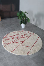 Custom red line round rug – Handmade berber circle carpet