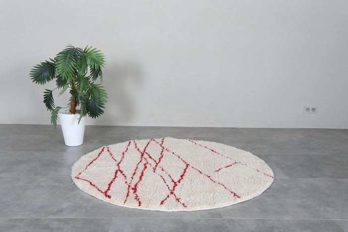 Custom red line round rug – Handmade berber circle carpet