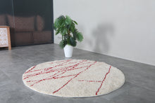 Custom red line round rug – Handmade berber circle carpet