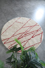 Custom red line round rug – Handmade berber circle carpet