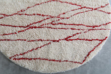 Custom red line round rug – Handmade berber circle carpet
