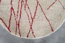 Custom red line round rug – Handmade berber circle carpet