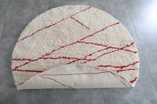 Custom red line round rug – Handmade berber circle carpet