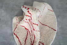 Custom red line round rug – Handmade berber circle carpet