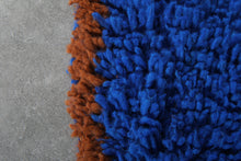 Custom Moroccan wool rug - Deep cobalt blue rug with warm rust border