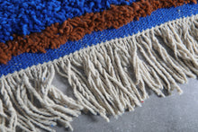 Custom Moroccan wool rug - Deep cobalt blue rug with warm rust border