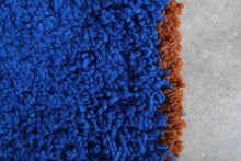Custom Moroccan wool rug - Deep cobalt blue rug with warm rust border