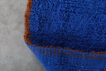 Custom Moroccan wool rug - Deep cobalt blue rug with warm rust border