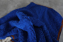 Custom Moroccan wool rug - Deep cobalt blue rug with warm rust border