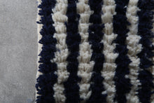 Custom Textured Stripe Rug – Handwoven Navy Blue & Ivory Moroccan Carpet