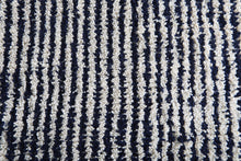 Custom Textured Stripe Rug – Handwoven Navy Blue & Ivory Moroccan Carpet