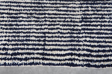 Custom Textured Stripe Rug – Handwoven Navy Blue & Ivory Moroccan Carpet