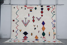 Custom Geometric Symbol Rug – Handwoven Ivory & Multicolor Moroccan Carpet