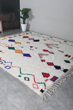 Custom Geometric Symbol Rug – Handwoven Ivory & Multicolor Moroccan Carpet