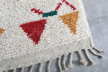 Custom Geometric Symbol Rug – Handwoven Ivory & Multicolor Moroccan Carpet