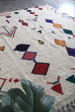 Custom Geometric Symbol Rug – Handwoven Ivory & Multicolor Moroccan Carpet