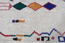 Custom Geometric Symbol Rug – Handwoven Ivory & Multicolor Moroccan Carpet