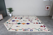 Custom Geometric Symbol Rug – Handwoven Ivory & Multicolor Moroccan Carpet