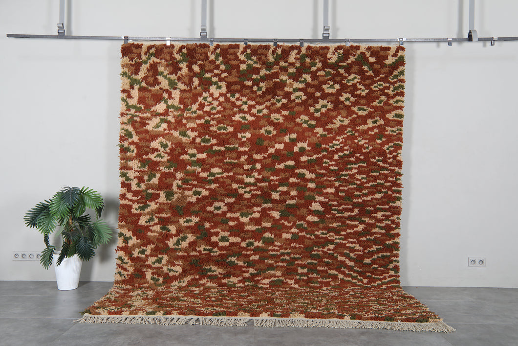 Rust moroccan rug  – Brown beige green shag rug – Custom size