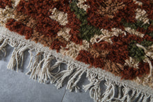 Rust moroccan rug  – Brown beige green shag rug – Custom size