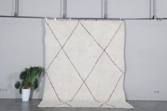 Ivory moroccan rug – Purple line beni ourain Rug-Custom size rug