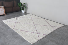 Ivory moroccan rug – Purple line beni ourain Rug-Custom size rug